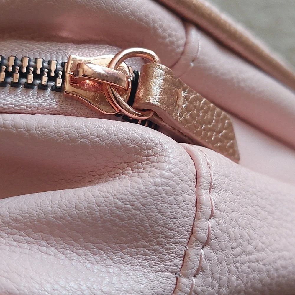 Betsey Johnson Pink Rose Gold Floral Bow Travel Cosmetic Bag